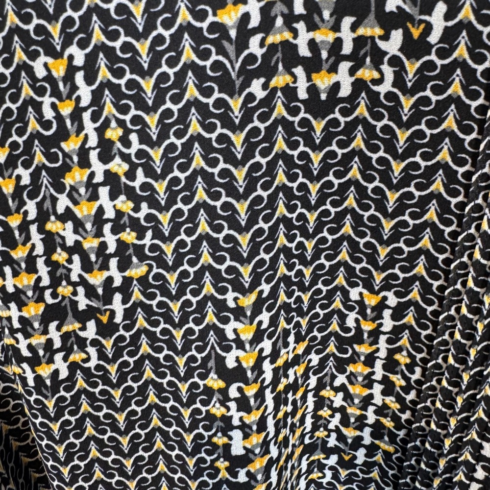 Reiss Stefania Printed Mini Day Dress Black Yellow Gold Drawstring Waist US 8 - Picture 5 of 12